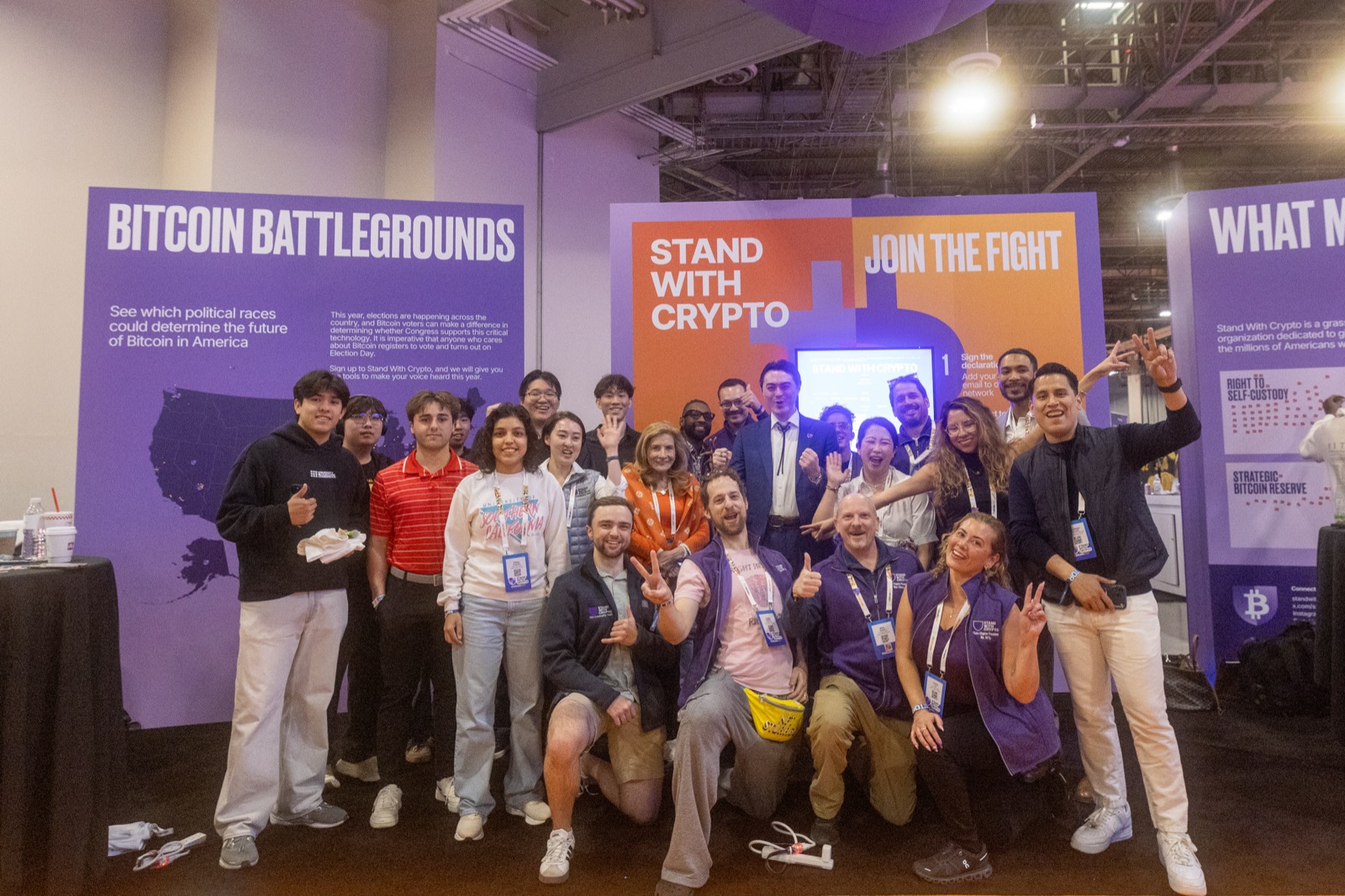 Mason Lynaugh with Stand With Crypto chapter presidents at Bitcoin Vegas